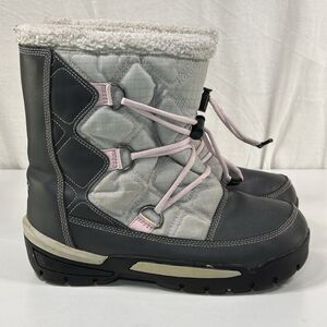 Sorel Snow Countess Boots Kids Girls Size 7 Waterproof Pink Gray Black Warm Pull